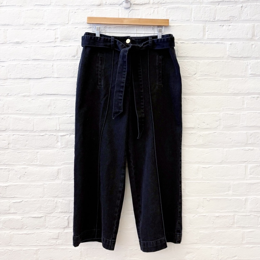 Cleobella || Charlotte Wide Leg Crop Belted Denim Trouser Black Wash Medium‎